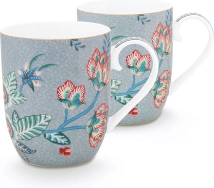 Pip Studio - Flower festival - Set van 2 mokken - lichtblauw - 145ml