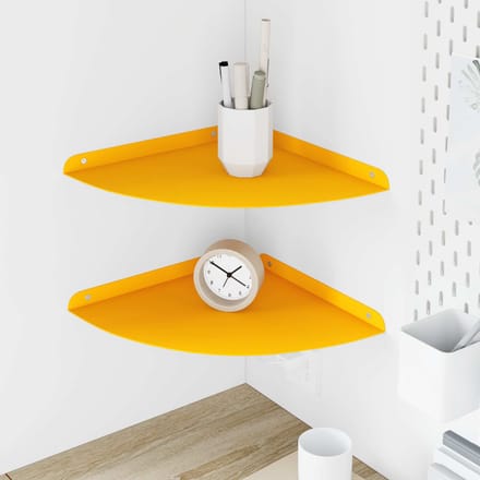 vidaXL - Hoek - Plank - 2 - st - Mosterdgeel - 30 - x - 30 - x - 2 - cm