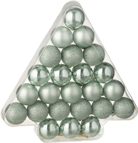 J-Line kerstbal - kunststof - muntgroen - doos van 24