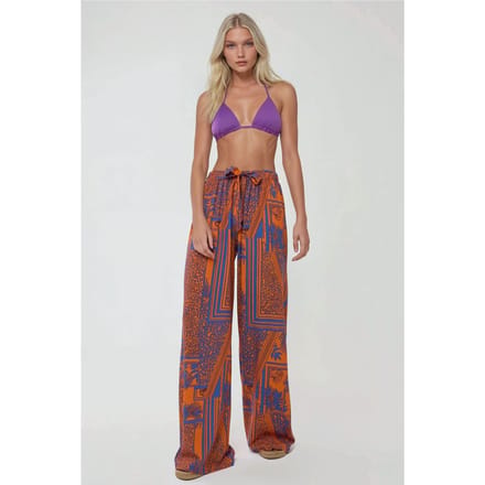 Geprinte Wijde Pantalon met Touwtjes