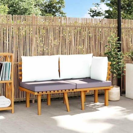 vidaXL - 2-delige - Loungeset - met - kussens - massief - acaciahout