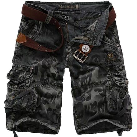 Vêtements de travail amples et décontractés pour hommes, Shorts de Camouflage, pantalons multi-poches à cinq points S noir