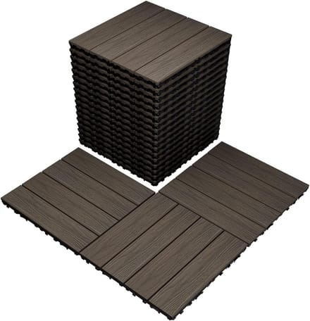 Terrastegels Composiet - Balkontegels Houtcomposiet - Buitenruimte Verfraaien - Antislip 3D Structuur - 10 Stuks - Walnoot