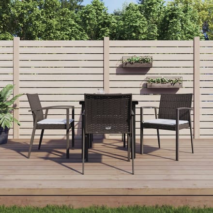 vidaXL - 5-delige - Tuinset - met - kussens - poly - rattan - en - staal