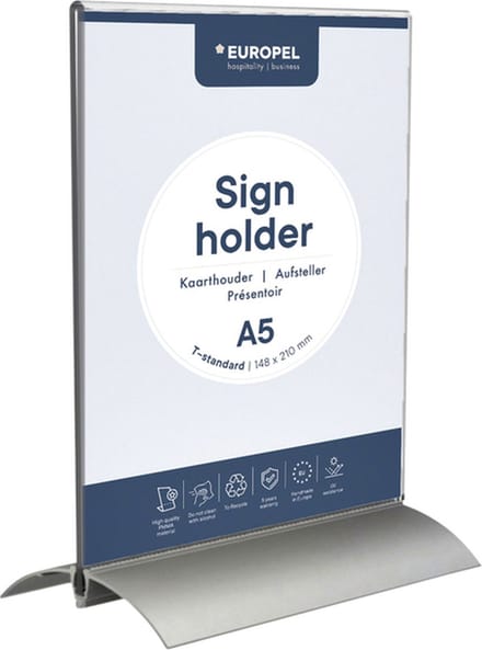 Kaarthouder europel a5 t-standaard acryl alu | 10 stuks
