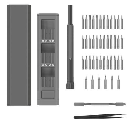 Schroevendraaierset - Precisie Bits - Elektronica Reparatie - 44 Delig Magnetisch - Compact Formaat - Grijs
