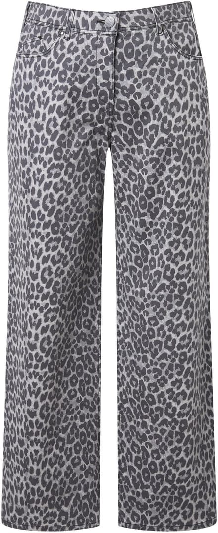 Ulla Popken - Dames - Jeans Mary leomotief gerafelde zoom stretchtwill - Lichtgrijs - Maat 52