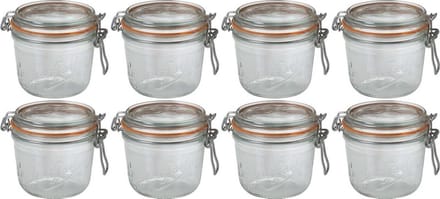 Le Parfait Voorraad/weckpot - 8x - glas - transparant - 10,5 x 10 cm - 500 ml