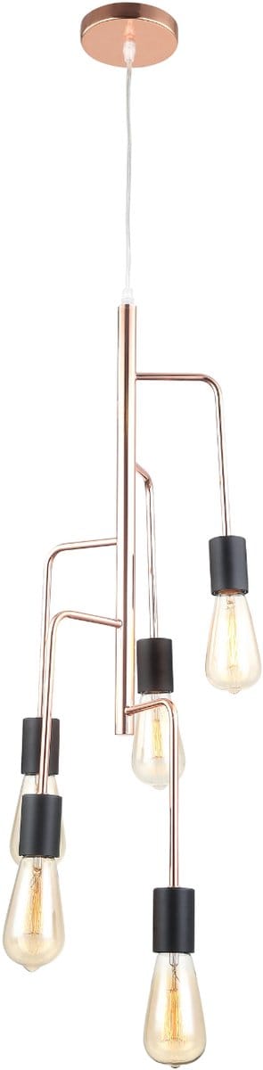 Chericoni Retro Hanglamp - 5 lichts - Koper - Zwart