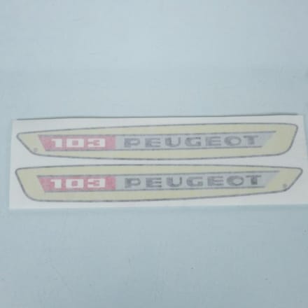 Sticker tanksticker wit 280x38mm voor bromfiets Peugeot 103