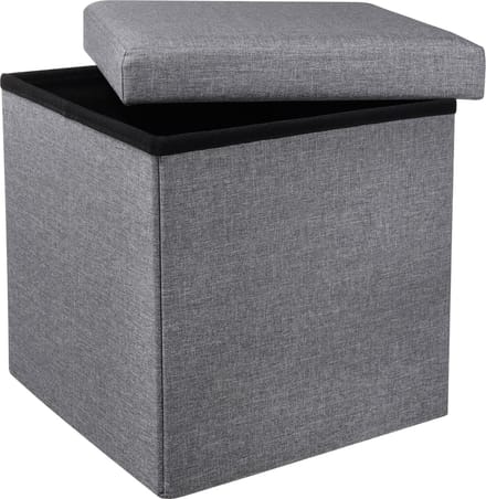 Hi Poef met opslagruimte 38 cm - Opvouwbaar - Grijs