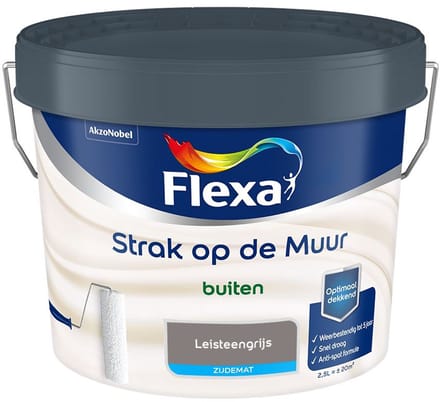 Flexa - Strak Op De Muur Buiten Zijdemat - Leisteengrijs - Mengverf - 2,5 L