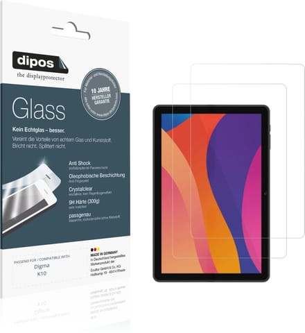 dipos – 2x Pantserfolie geschikt voor Digma K10 | 9H Screenprotector