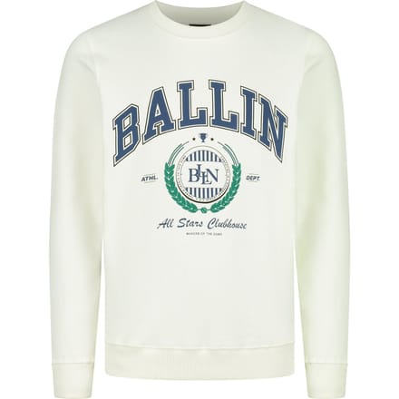 Ballin Amsterdam - Jongens Slim fit Sweaters Crewneck LS - Off White - Maat 16