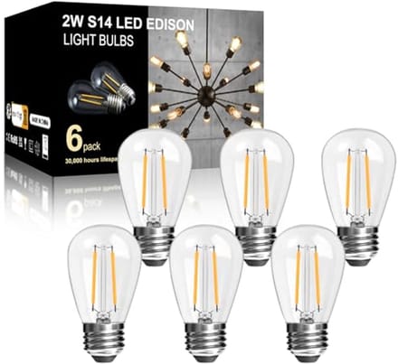 6 Pack Warm White E27 Glass LED Bulbs for Fairy Lights