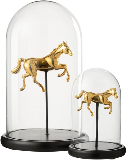 J-Line Decoratieve stolp Paard - glas - goud/zwart - large