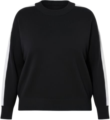 Studio Untold - Dames - Trui oversized gestreepte mouwen lange ballonmouwen - Zwart - Maat 54+