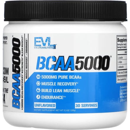 EVLution Nutrition, BCAA5000, Sans Arôme, 5 000 mg, 5,3 oz (150 g)