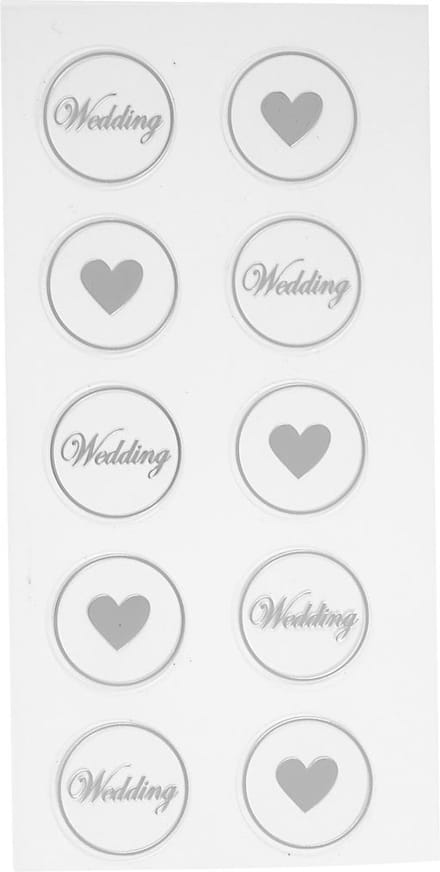 Stickers, hart - bruiloft, d 25 mm, vel 7,8x15,5 cm, zwart, 2 div vellen