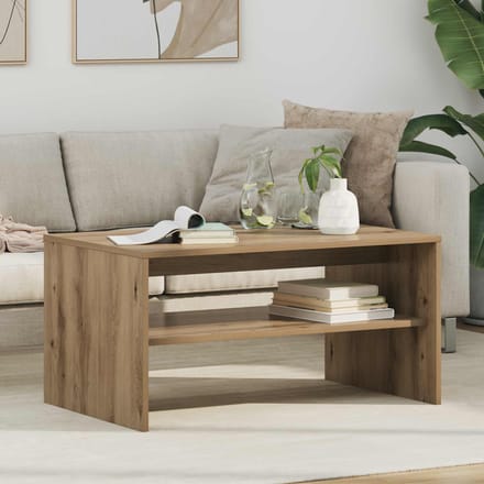 vidaXL - Salontafel - Artisan - Eiken - 80 - x - 50 - x - 40 - cm - Bewerkt - hout