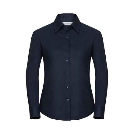 Russell Collection Dames/Dames Oxford Overhemd Met Lange Mouwen (Heldere marine)