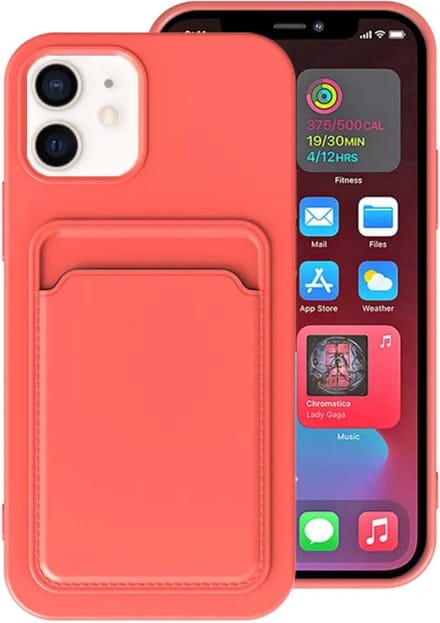 Smartphonica iPhone 11 siliconen hoesje met pashouder - Roze Rood geschikt voor iPhone 11