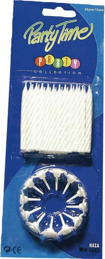 Haza Original Taartkaarsjes Met Houder 24 Stuks Wit