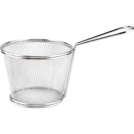 Mini RVS Friet Diepfriet Manden Voedsel Presentatie Zeef Aardappel Kookgereedschap white