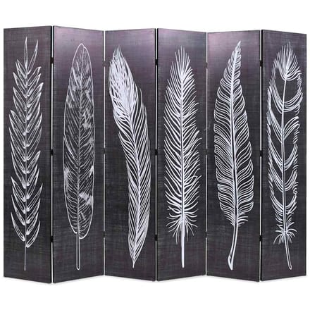 vidaXL - Kamerscherm - inklapbaar - veren - 228x170 - cm - zwart - en - wit