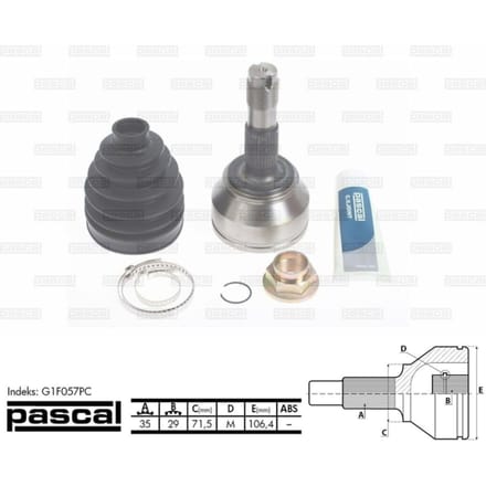 Homokineet reparatie set, aandrijfas PASCAL G1F057PC