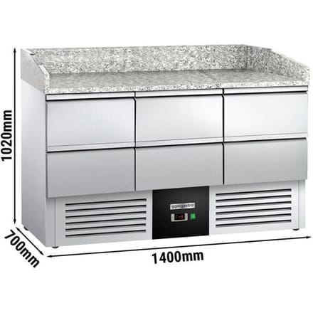 GGM Gastro Pizzakühltisch PREMIUM - 1400x700mm - 6 Schubladen Zilver