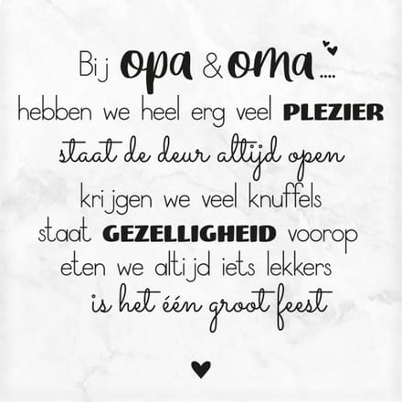 Marmeren Onderzetter - Opa & Oma - 10 x 10 x 1 cm