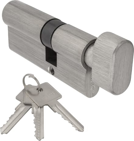 Knopcilinder nikkel K50/50 - incl. 3 sleutels - cilinder - deurcilinder met knop