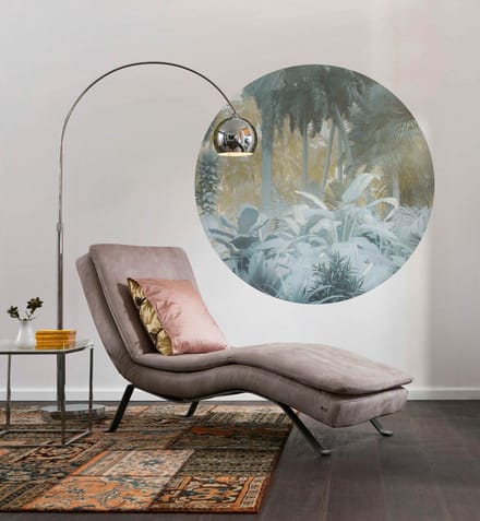 Fotobehang - Exotic Jungle 125x125cm - Rond - Vliesbehang - Zelfklevend