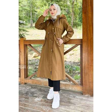 Capuchon Met rits Jas Beige-bruin