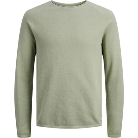 JACK & JONES Hill knit crew neck slim fit - heren pullover katoen met O-hals - saliegroen melange