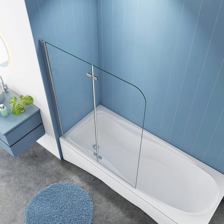 Badwand Crocus 2-delig - 100x140 6mm - Helder Glas - Antikalk - Chroom