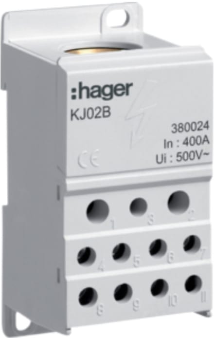 Hager KJ02B HAGER VERDELERBLOK 1P 400A