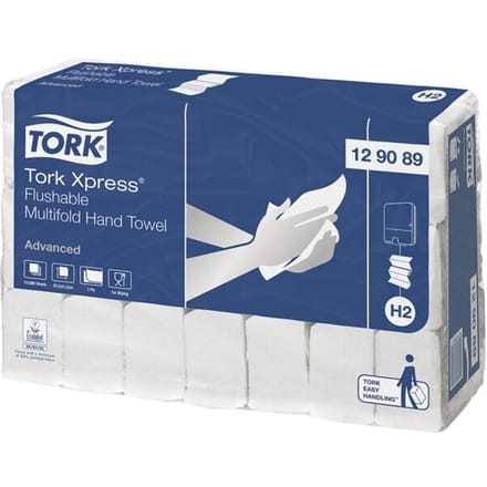 Tork 129089 Flushable handdoek i-vouw 2-lgs wit 21x25,5 cm pak à 4200 stuks (129089)