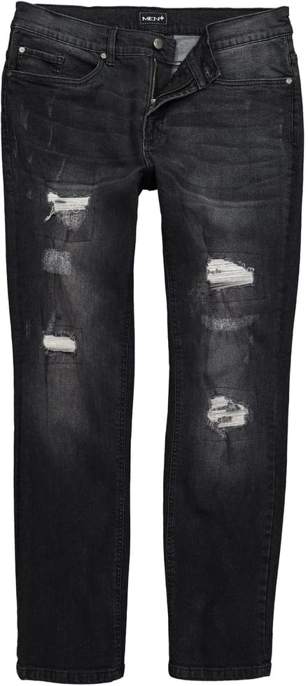 Men Plus - Heren - Jeans Buikfit Regular Fit 5-pocket destroyed-look - Zwart - Maat 54