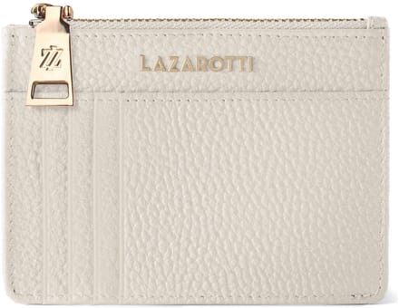 Lazarotti sleutelgeval kaarthouder Bologna Leather Zip Etui 4 Card Slots Bluetooth-Tracker Cream crème