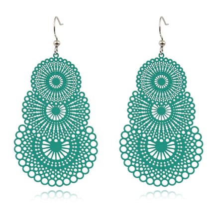 Ronde dames oorbellen hangers met 3 cirkels kleur groen