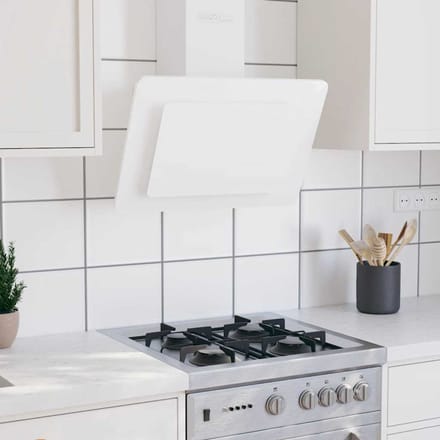 Vidaxl Hotte de Cuisine, 60 cm, Acier Inoxydable et Verre Trempé, Blanc