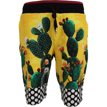 Dolce & Gabbana Multicolor Cactusprint Katoenen Sweat Korte Broek Voor Mannen