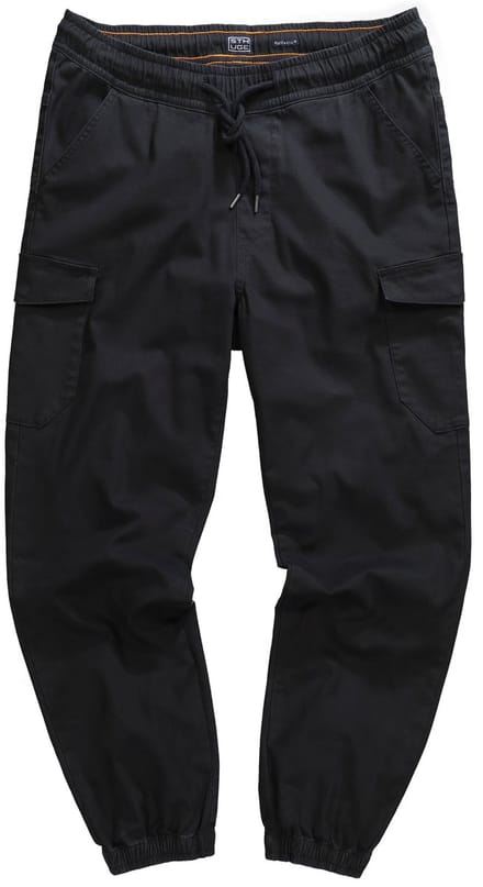 STHUGE - Heren - Cargo broek modern fit elastische tailleband 6 zakken - Zwart - Maat 7XL