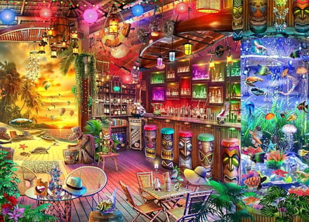 Brain Tree - Beach Shack 1000 Piece Puzzle for Adults: With Droplet Technology for Anti Glare & Soft Touch