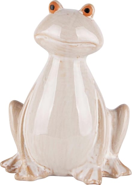 Dekoratief | Kikker 'Hugo', beige, keramiek, 11x8x15cm | A240010