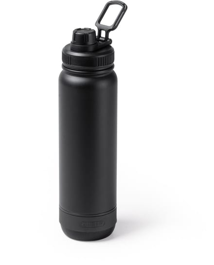 Dubbelwandige RVS Thermosfles met speaker. 650 ml kleur Zwart