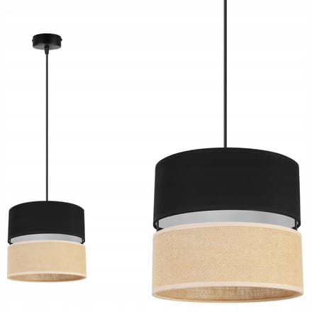 Light Home Juta 2450/20/JCZ/1 – Hanglamp – Lampenkap 20 cm – Zwart – E27 Fitting – Modern Design