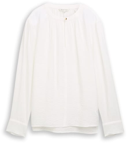 Tom Tailor - Crinkle blouse met ruches - Maat 46 - Whisper White